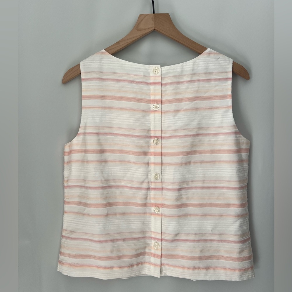 Brooks Brothers Women Striped Sleeveless Top Sz 10 Preppy Back Buttons t311